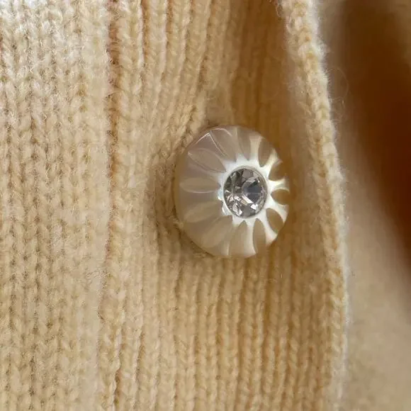 LoveShackFancy Brynner Wool Cashmere Cropped Cardigan Sweater Yellow Medium - Picture 9 of 12